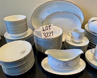 Lot 3227.  $425.00  Perfect for Thanksgiving, Sango "Morena" fine china - Huge Lot. 90 pieces in perfect condition. 11 dinner plates, 12 of each, lunch plate, B&B plate, soup bowls, berry bowls, cups, saucers; 1 each creamer, sugar bowl, gravy boat with underplate, 19.5" oval veggie dish, round 9.75" bowl, Small oval platter 12", Large oval platter 16".  A nice neutral pattern that even the Millennials will love!  	