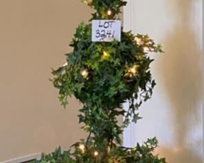 Lot 3241. $125.00 Very pretty, 72" tall ivy topiary tree in creamy resin pot.  This lighted tree is 20" diameter perfect soft lighting for any room.		