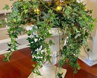 Lot 3241. $125.00 Very pretty, 72" tall ivy topiary tree in creamy resin pot.  This lighted tree is 20" diameter perfect soft lighting for any room.		