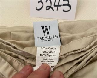 Lot 3243. $175.00  Nice Full/Queen bed linen set.  Wamsutta 100% cotton sheet set (full flat and fitted sheets and 1 pillowcase), Queen Duvet cover and inner duvet quilt, matching bed skirt,  5 decorative pillows.  All from the 'Khaki Collection by Calvin Klein. PLUS an bonus full cotton blanket from the Eddie  Bauer Home Collection.  Great deal for this set. Yes the bed is for sale as well	