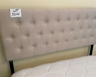 Lot 3244. $350.00  Full bed and Upholstered Headboard (52"W x 55"L) Serta Perfect Sleeper "Affair" mattress  and boxed spring.  medium/firm and Bed Frame Clean condition.