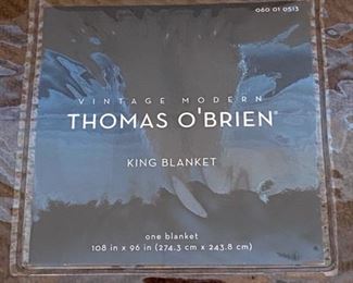 Lot 3246.  $45.00 New Vintage Modern Thomas O'Brien king Blanket.  Brown tweed, rich neutral blanket 970% rayon/30% cotton)		