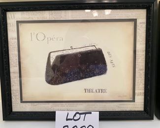 Lot 3239. $24.00  2 framed pictures, each is 16.5" x 13". titles 1- 'Opera Theatre' and 2- 'Couture Paris'.