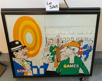 Lot 3264. $65.00 'Pops Sonny Games' electric sign.  (32"W x 26"H).  This sign does light up but no animation.		