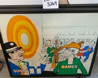 Lot 3264. $65.00 'Pops Sonny Games' electric sign.  (32"W x 26"H).  This sign does light up but no animation.