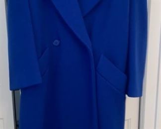Lot 3256B $125.00 Striking Blue Perry Ellis all Wool Overcoat Size Medium (sorry the number on coat is incorrect)