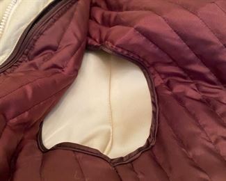 Lot 3256A $150.00 Gorgeous Tibor Leathers Cream Color Buttery Leather 3/4 Length Coat with zipout lining (3 Seasons) and Rabbit Fur Hood.  Size Medium. 