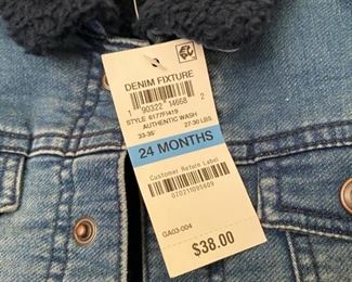 Lot 3258.  $32.00 Vintage children's clothing: 24 mos, Jean jacket w/ fleece collar and lining by 'First Impressions'; 'Joules T's' Bug T-shirt ; Counting with elmo and play cloth book		