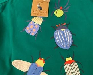 Lot 3258.  $32.00 Vintage children's clothing: 24 mos, Jean jacket w/ fleece collar and lining by 'First Impressions'; 'Joules T's' Bug T-shirt ; Counting with elmo and play cloth book		