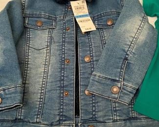 Lot 3258.  $32.00 Vintage children's clothing: 24 mos, Jean jacket w/ fleece collar and lining by 'First Impressions'; 'Joules T's' Bug T-shirt ; Counting with elmo and play cloth book		