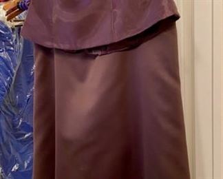 Lot 3259. $60.00  Chocolate brown 2 pc dress.  Bustier top with boning and ruffles and skirt with train