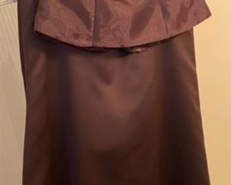 Lot 3259. $60.00  Chocolate brown 2 pc dress.  Bustier top with boning and ruffles and skirt with train