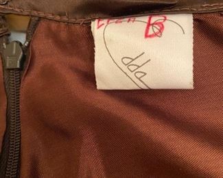 Lot 3259. $60.00  Chocolate brown 2 pc dress.  Bustier top with boning and ruffles and skirt with train