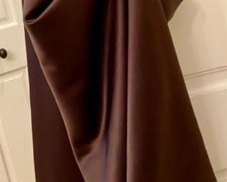 Lot 3259. $60.00  Chocolate brown 2 pc dress.  Bustier top with boning and ruffles and skirt with train as shown.