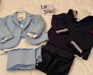 Lot 3260 $24.00  Absolutely adorable pair of children's outfits; including a sailor and powder blue suit. Size 18 Months.