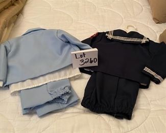 Lot 3260 $24.00  Absolutely adorable pair of children's outfits; including a sailor and powder blue suit. Size 18 Months.