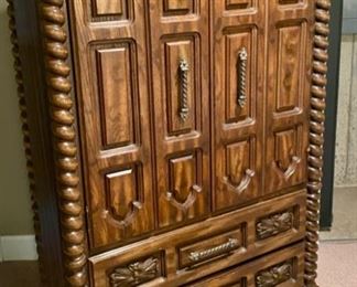 Lot 3281. $200.00  Williams Furniture Tall Dresser (42"w x 20" d) 5 drawers and 3 cubbies. Vintage,  Solid wood furniture.