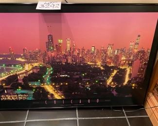 Lot 3292. $75.00  Chicago Skyline lighted print - very cool - by Jerry Drie.	