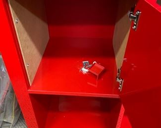Lot 3290. $80.00 Red Ikea Expedit or Kallax #14729, 16 cube storage unit with double drawer insert. 59"w x 15.5"d x 59"t	 Will need to be disassembled to be removed by the purchaser. 