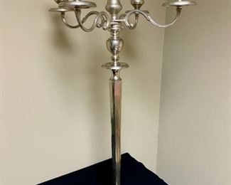 Lot 3298A $75.00  5 candle, candelabra beautiful mixed metal, pewter-like.	