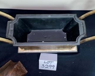 Lot 3299.  $75.00 Covered box with double scroll handles. Beautiful and very heavy. 26"W x 11'H x 7"D.		