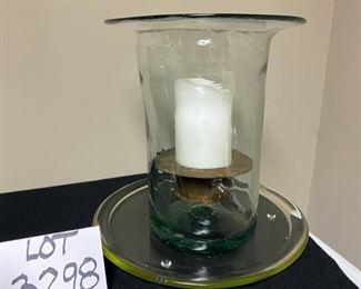 Lot 3298B  $50.00 4 candle, candelabra beautiful mixed metal, pewter-like.	