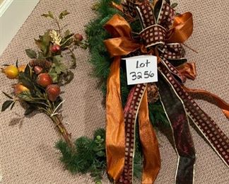 Lot 3256. $45.00  Fall swag with pear bouquet. 32"L		