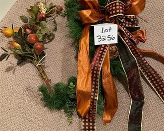 Lot 3256. $45.00  Fall swag with pear bouquet. 32"L		