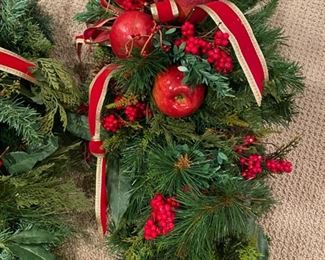 Lot 3305.  $80.00  for 2 - Holiday swags," red ribbons, pinecones and apples, oh my!"  32"H	