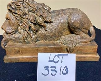 Lot 3310.  $40.00  Very Cool Resin Lion Resting.   13.5"W x  7"D  x  8"H. Very well made and heavy.	