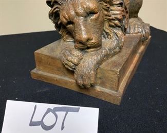 Lot 3310.  $40.00  Very Cool Resin Lion Resting.   13.5"W x  7"D  x  8"H. Very well made and heavy.	