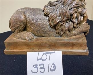 Lot 3310.  $40.00  Very Cool Resin Lion Resting.   13.5"W x  7"D  x  8"H. Very well made and heavy.	