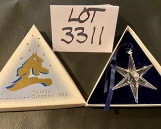 Lot 3311 A.  $225.00.  Swarovski, 1993, Crystal Snowflake Ornament		