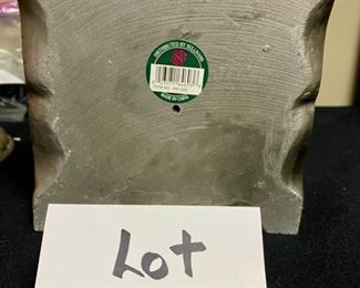 Lot 3335  $55.00	Covered Urn Gray & Charcoal from O'Brien the Florist  19" H x 7 1/2" Sq. Base x 9 " Diameter.		