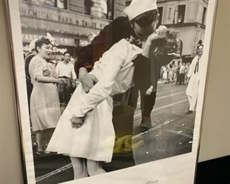 Lot 3338  $30.00  This is one of the most famous photos from WWII. "Kissing the War Goodbye" Times Square August 14, 1945 Iconic poster	28"H x 22"W	 