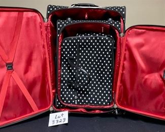 Lot 3323 $40.00 Polka Dot 3 pc. Luggage set by Bueno		