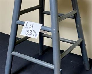 Lot 3346  $20.00  Nice Stool with Stenciled Seat (could be used as a side table too) 24"tall  (15"W x 15"D at base), Seat is 12" diameter 