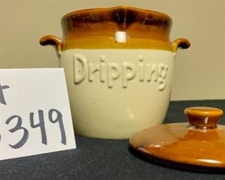 Lot 3349. $40.00.  Cobalt Wire Locking Crock, small bud vase/ink well, dripping crock in porcelain (by Lillian Vernon), and small pitcher with matching base.  Dripping crock is 6.5" tall. 