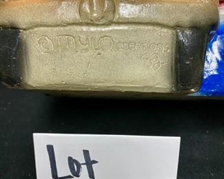 Lot 3352.  $24.00.  Unique Chalkware Clown Planter by Mylo Creations Signed, Collectible	9"L x 6"h x 5"w	