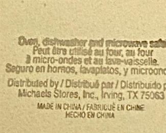 Lot 3325. $25.00  6 pc Ceramic ware made in the USA by Ada.  includes; Cobalt butter dish; "Caleca" creamer made in Italy; 2 mini loaf pans, small utensil jar, covered jar.		