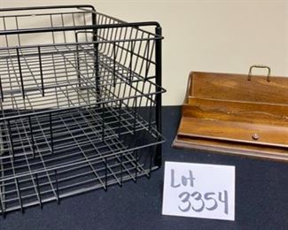 Lot 3354B. $28.00. 1994 Bombay Co Desk Sorter (12"L x 5"w x 6"h) and 3 tier wire document storage with a cool industrial vibe (15"L x 11"w x 10"h). 		