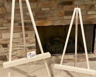 Lot 3357. $70.00.  2 Artist Easels painted white (60" H and 46" H)	