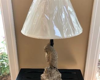 Lot 3162. $160.00  Composite Parrot Lamp (shown without the shade here)  The lamp has a brand new shade in this photo, the lamp purchased at O'Brien the Florist for $175.00 and $250.00 on new Lamp Shade. Time for Margaritaville, all you Jimmy Buffet Parrot Heads!!