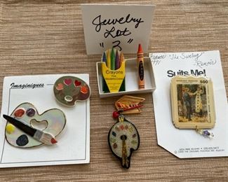 Jewelry & Misc. Lot 3 - $30.00. Attention artists or those who love artists!  7 terrific artist pins - great gift ideas for teachers, mail people, or anyone else.  All in excellent condition.  See photos for a better description!