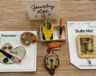 Jewelry & Misc. Lot 3 - $30.00. Attention artists or those who love artists!  7 terrific artist pins - great gift ideas for teachers, mail people, or anyone else.  All in excellent condition.  See photos for a better description!