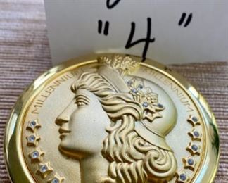 Jewelry & Misc. Lot 4 - $15.00 1998 Mirror Compact, "Millennium" gold tone, 2 mirrors - one normal and one magnification, which BTW scared the heck out of me when I looked at myself, lol - A whole new network of wrinkles!!  - never used, and monogrammed on the back.  Perfect for travel or carrying in your handbag.  Contact Lens wearers - this is the perfect mirror in case you have to replace your contact on the run!  