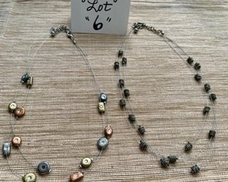 Jewelry & Misc. Lot 6 - $20.00. Two necklaces that look great on - unusual shaped beads on thin wire necklace.  See pics for a closeup,  Great Shape!