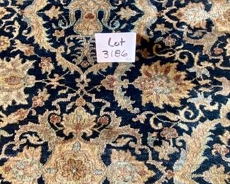Lot 3186. $3,200.00  Jaipur Wool Rug, navy, tan, teal, excellent shape! Has a beautiful sheen. The owner Paid $7800 for the rug! 12' x 15'	