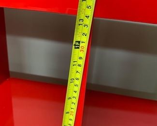 Lot 3290. $80.00 Red Ikea Expedit or Kallax #14729, 16 cube storage unit with double drawer insert. 59"w x 15.5"d x 59"t	 Will need to be disassembled to be removed by the purchaser.  Each Cube is 13.25" x 13.25"