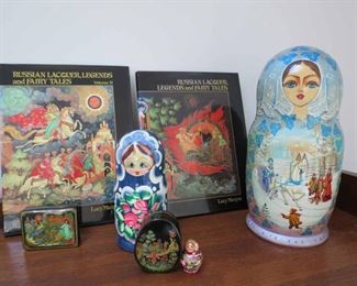 Russian Lacquer Trinket Boxes and Nesting Dolls